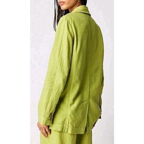 FREE PEOPLE Good Lookin' Minimalistic One Button Linen Blazer Size 6 - Picture 3 of 11